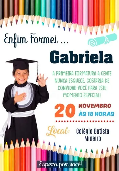 Convite Virtual - Formatura Infantil (com Foto)