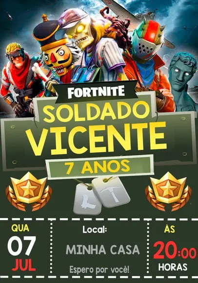 Convite Virtual - Fortnite