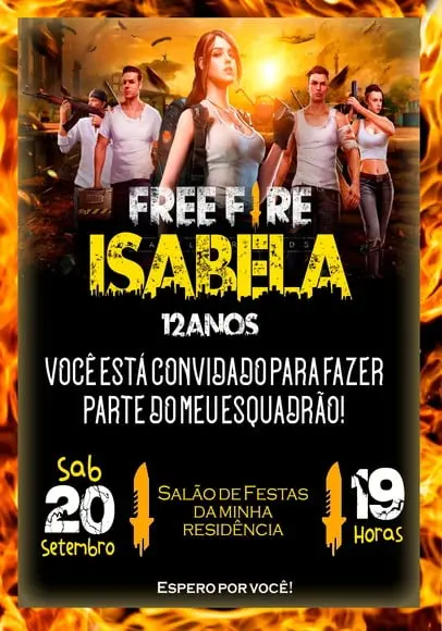 Convite Virtual - Free Fire