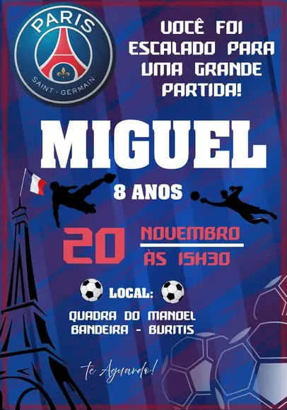 Convite Virtual - Futebol Psg