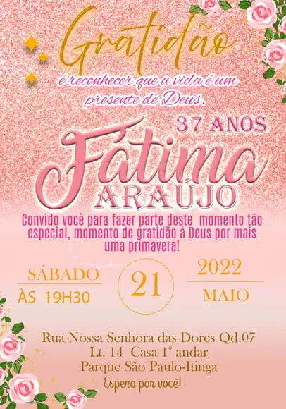 Convite Virtual - Gratidão (rosê)
