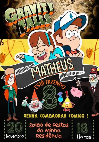 Convite Virtual - Gravity Falls