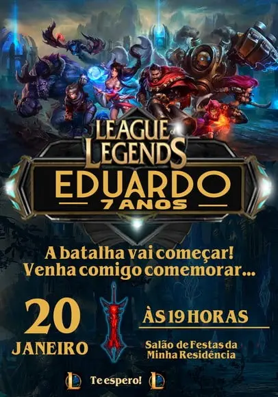 Convite Virtual - League Of Legends