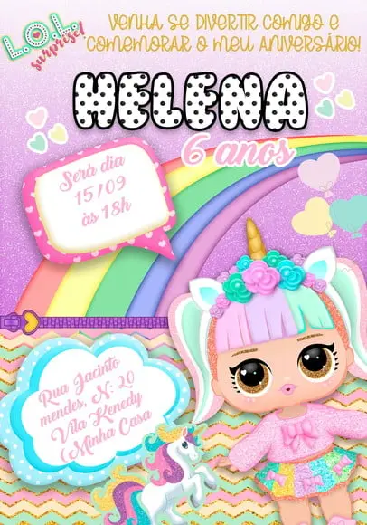 Convite Virtual - Lol Unicornio