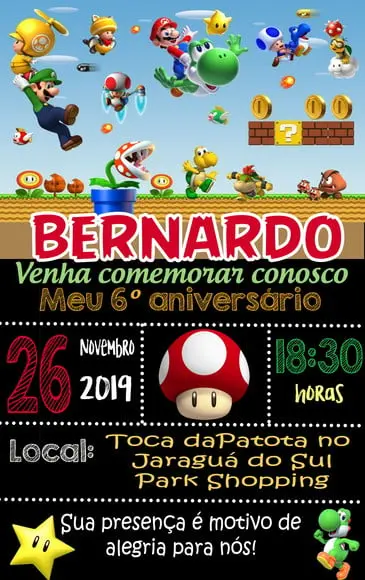 Convite Virtual - Mario Bross