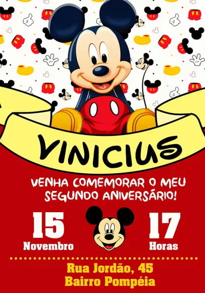 Convite Virtual - Mickey Mouse