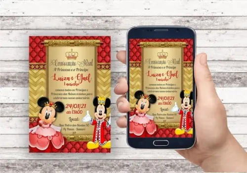 Convite Virtual - Mickey e Minnie Realeza