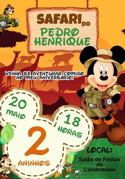 Convite Virtual - Mickey Safari 06