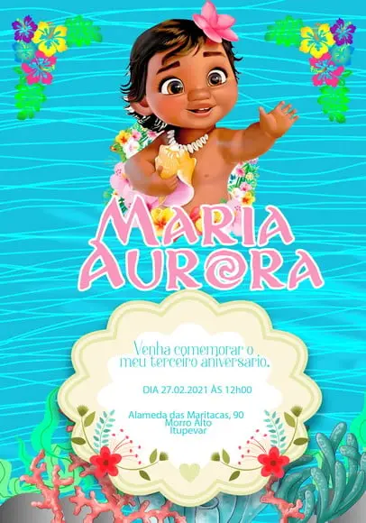 Convite Virtual - Moana Baby