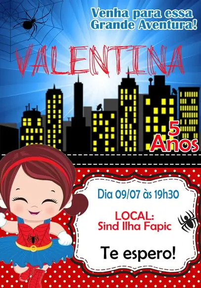 Convite Virtual - Mulher Aranha
