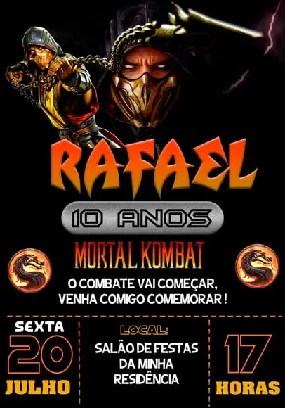 Convite Virtual - Mortal Kombat