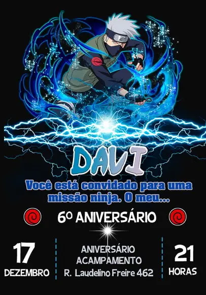 Convite Virtual - Naruto - Kakashi