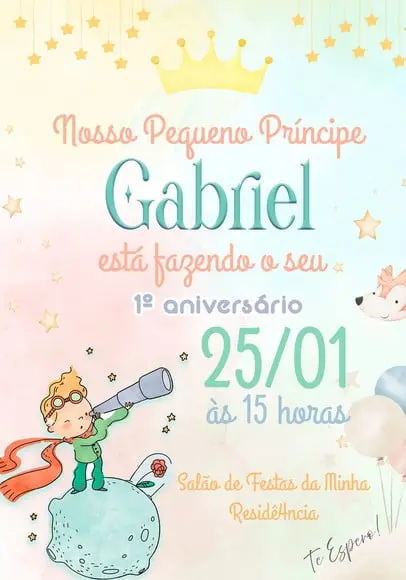 Convite Virtual - o Pequeno Principe Candy