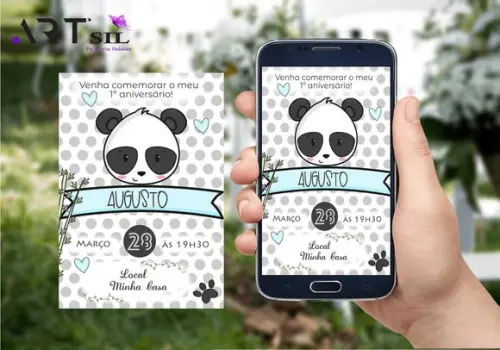 Convite Virtual - Panda Menino