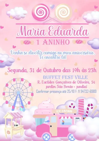 Convite Virtual - Parque Encantado Candy Color