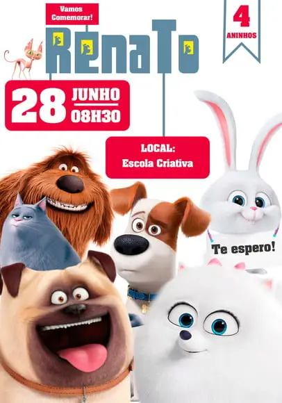 Convite Virtual - Pets Vida Secreta dos Bichos