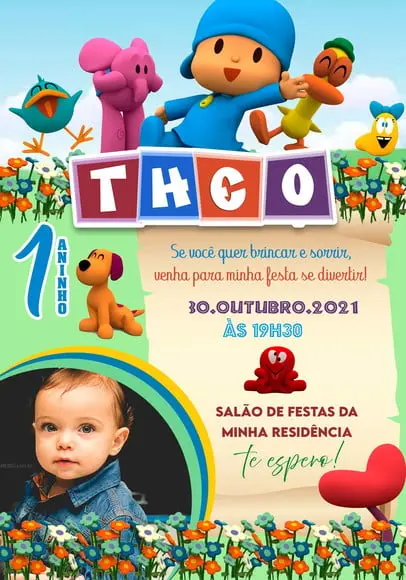 Convite Virtual - Pocoyo com Foto