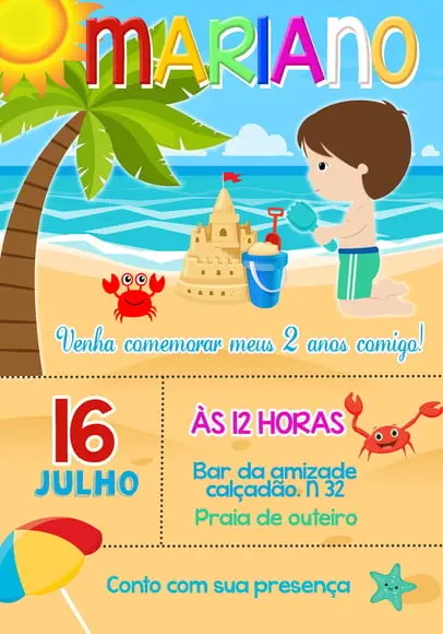 Convite Virtual - Praia Minimalista