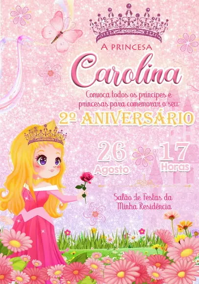 Convite Virtual - Princesa Aurora- Bela Adormecida