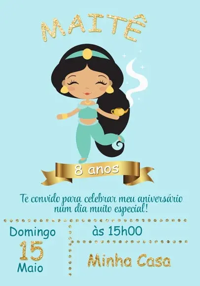 Convite Virtual - Princesa Jasmine