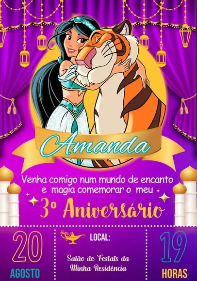 Convite Virtual - Princesa Jasmine e Jafar