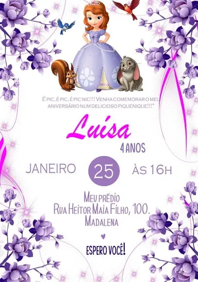 Convite Virtual - Princesa Sofia
