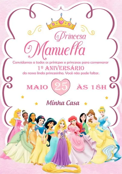 Convite Virtual - Princesas