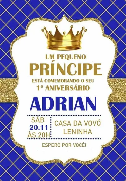 Convite Virtual - Realeza Menino 01