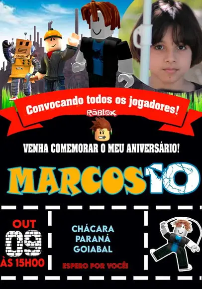 Convite Virtual - Roblox Bacon Hair com Foto