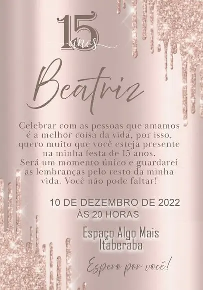 Convite Virtual - Rosê - 15 Anos