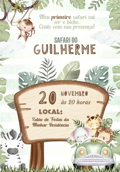 Convite Virtual - Safari Baby