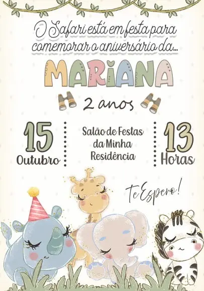 Convite Virtual - Safari Menina 03