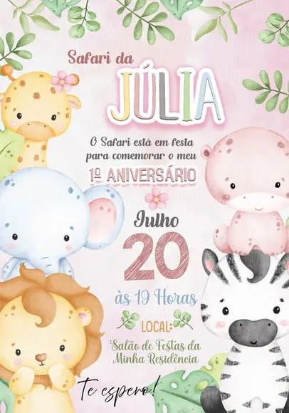 Convite Virtual - Safari Menina 02