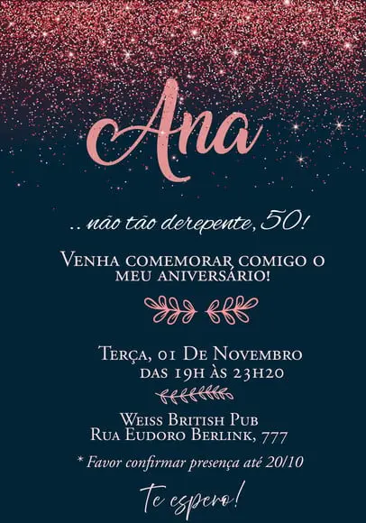 Convite Virtual - sem Tema (glitter Vermelho)
