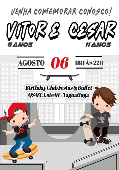 Convite Virtual - Skate Minimalista 02