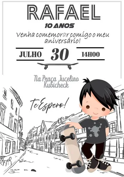 Convite Virtual - Skate Minimalista