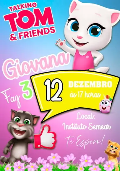 Convite Virtual - Talking Tom (angela)