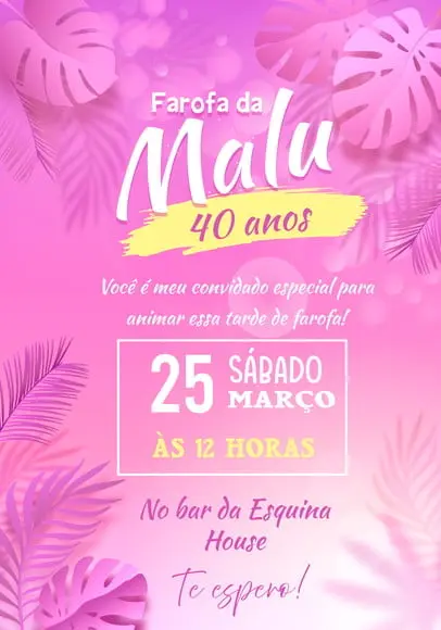 Convite Virtual - Tardezinha/ Farofa (rosa)