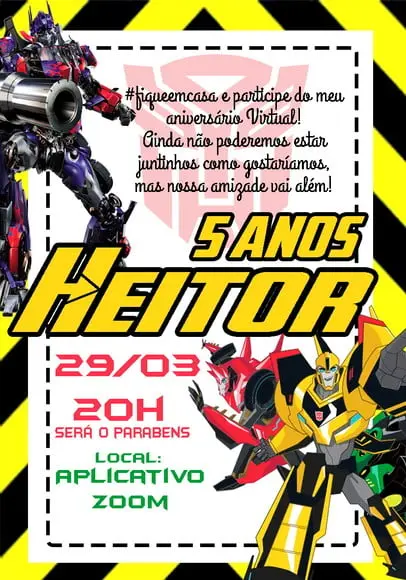 Convite virtual - Transformers