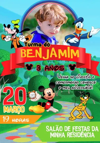 Convite Virtual - Turma do Mickey com Foto