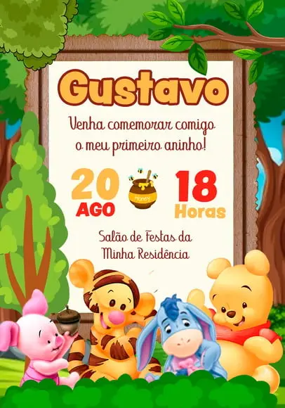Convite Virtual - Ursinho Pooh