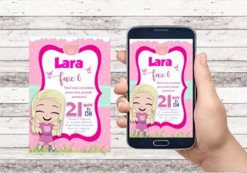 Convite Virtual Aventureira Rosa - Luccas Neto