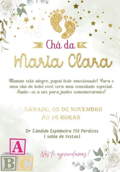 Convite Virtual Chá de Bebê - Menina