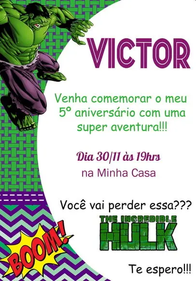 Convite Virtual Hulk