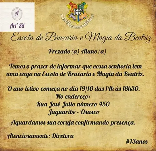 Convite virtual Harry Potter II