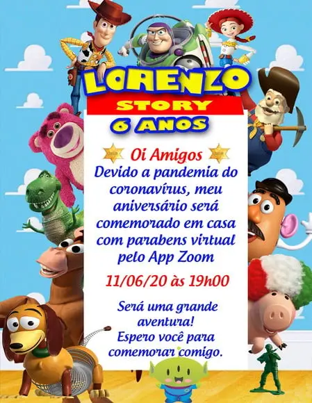 Convite virtual Toy Story