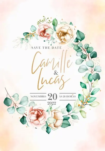 Convite Save The Date - Casamento Floral