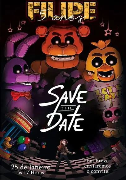 Convite Save The Date - Animatronics Fnaf 2