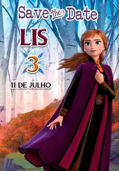 Convite Save The Date - Frozen 2 - Anna