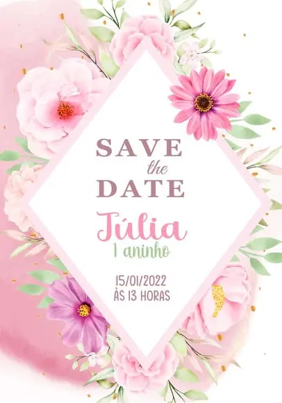 Convite Save The Date - Floral